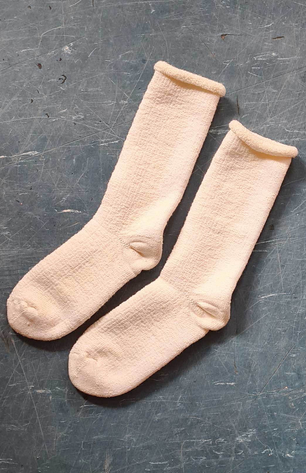 Cream Unisex Merino Wool Fleece Lined Socks