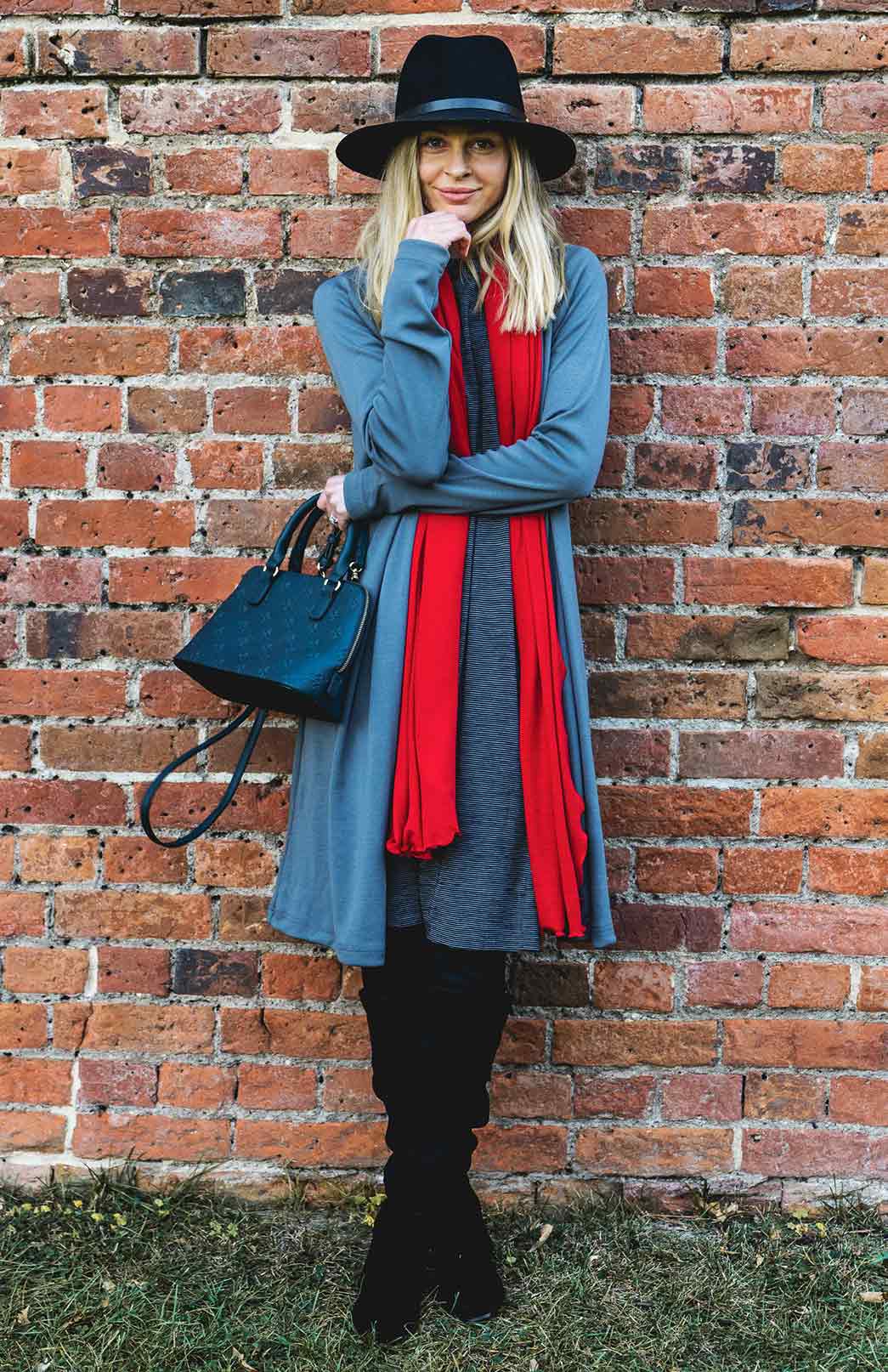 Cherry Red Women's Merino Wool Plain Scarf