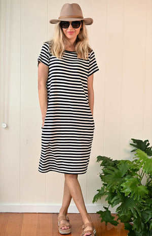 Navy Blue and Ivory Stripe