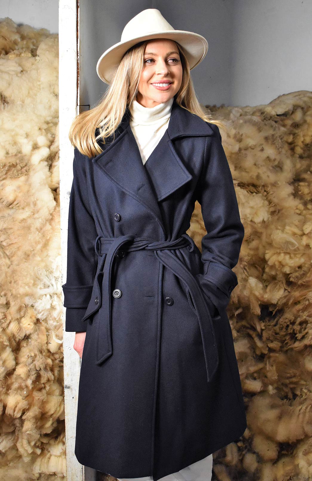 Navy Blue Women's Trench Coat sample