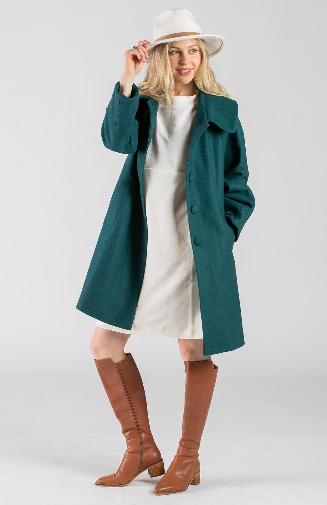 Green discount woolen coat