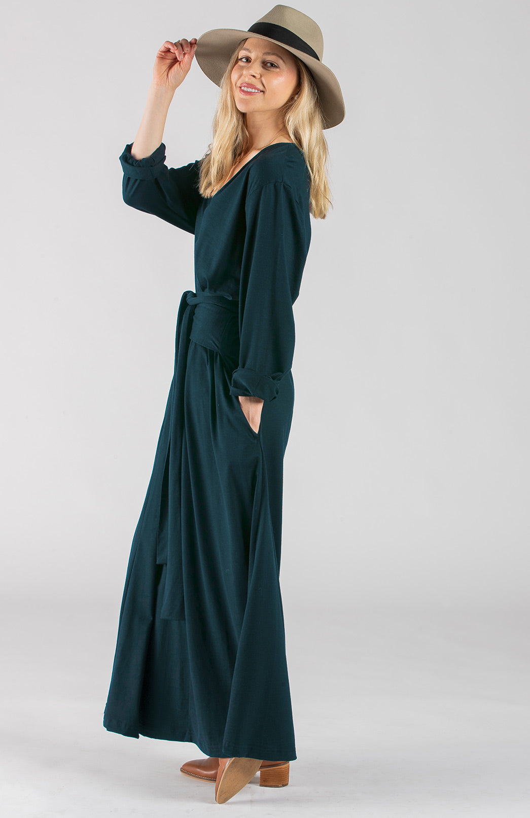 Veronica Dress Women's Merino Wool V-Neck Floaty Dress 