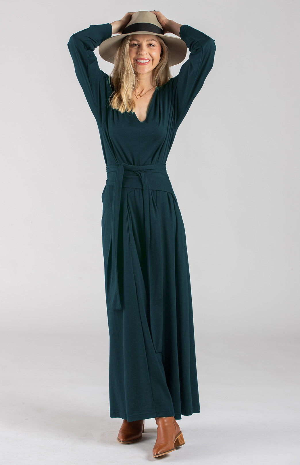 Veronica Dress Women's Merino Wool V-Neck Floaty Dress 