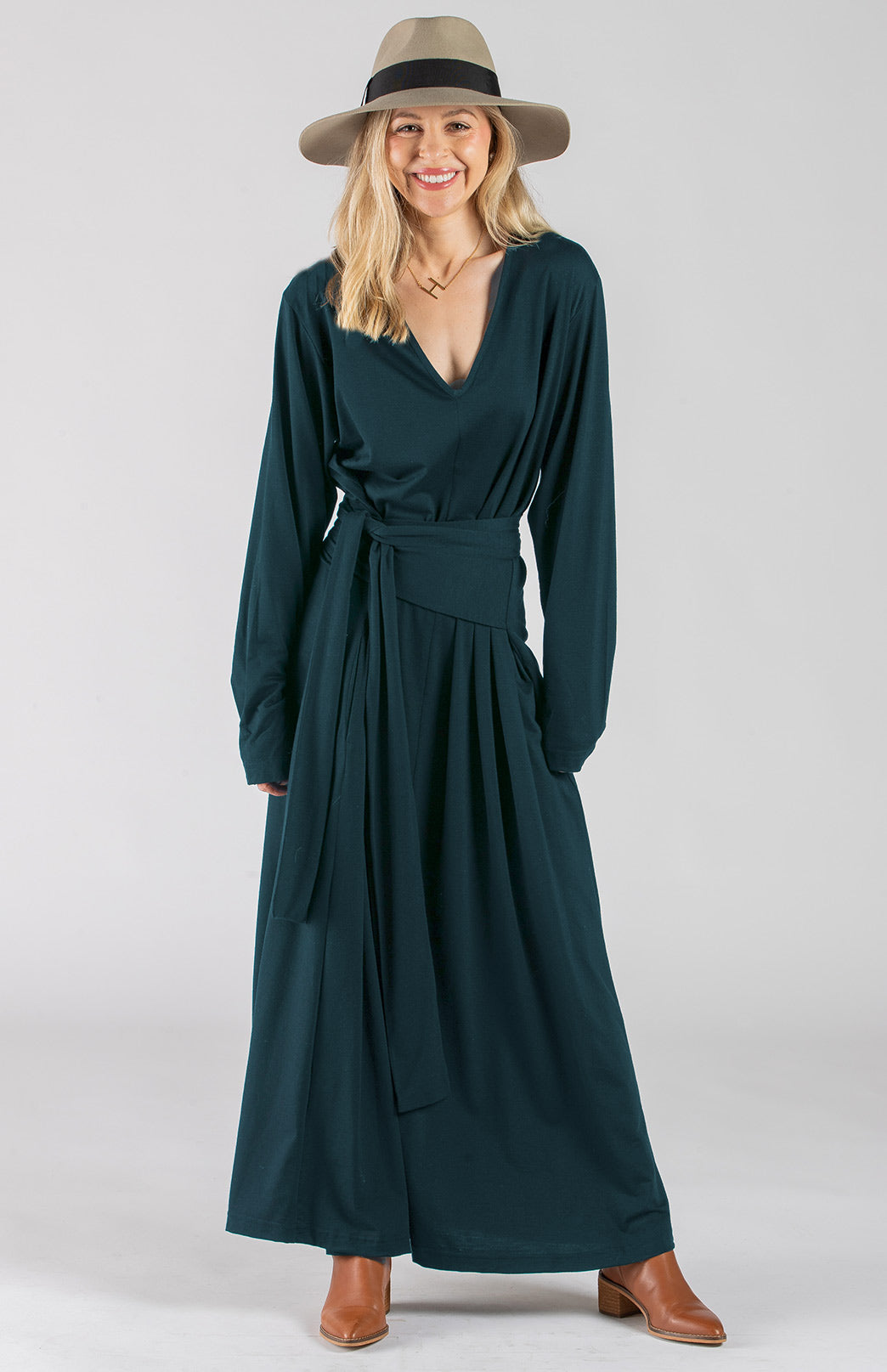 Veronica Dress Women's Merino Wool V-Neck Floaty Dress 