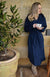 Cobalt Blue Merino Modal Blend Brushed Fleece Hoody Dressing Gown
