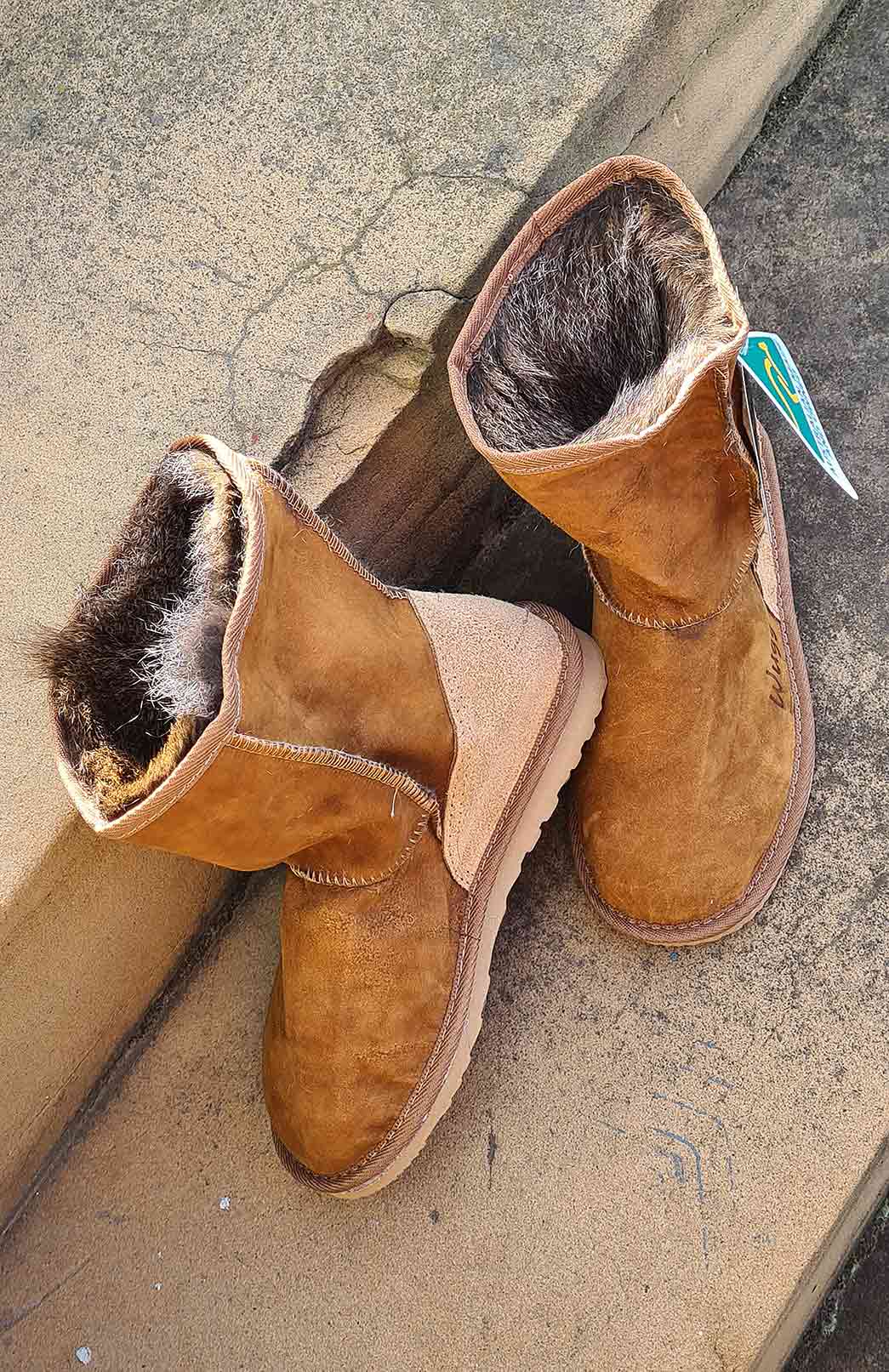 Natural  Unisex Wallaby Fur Boots
