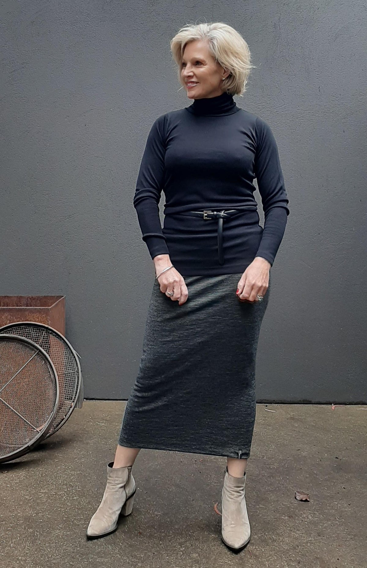 Black Women's Merino Wool Long Sleeve Top