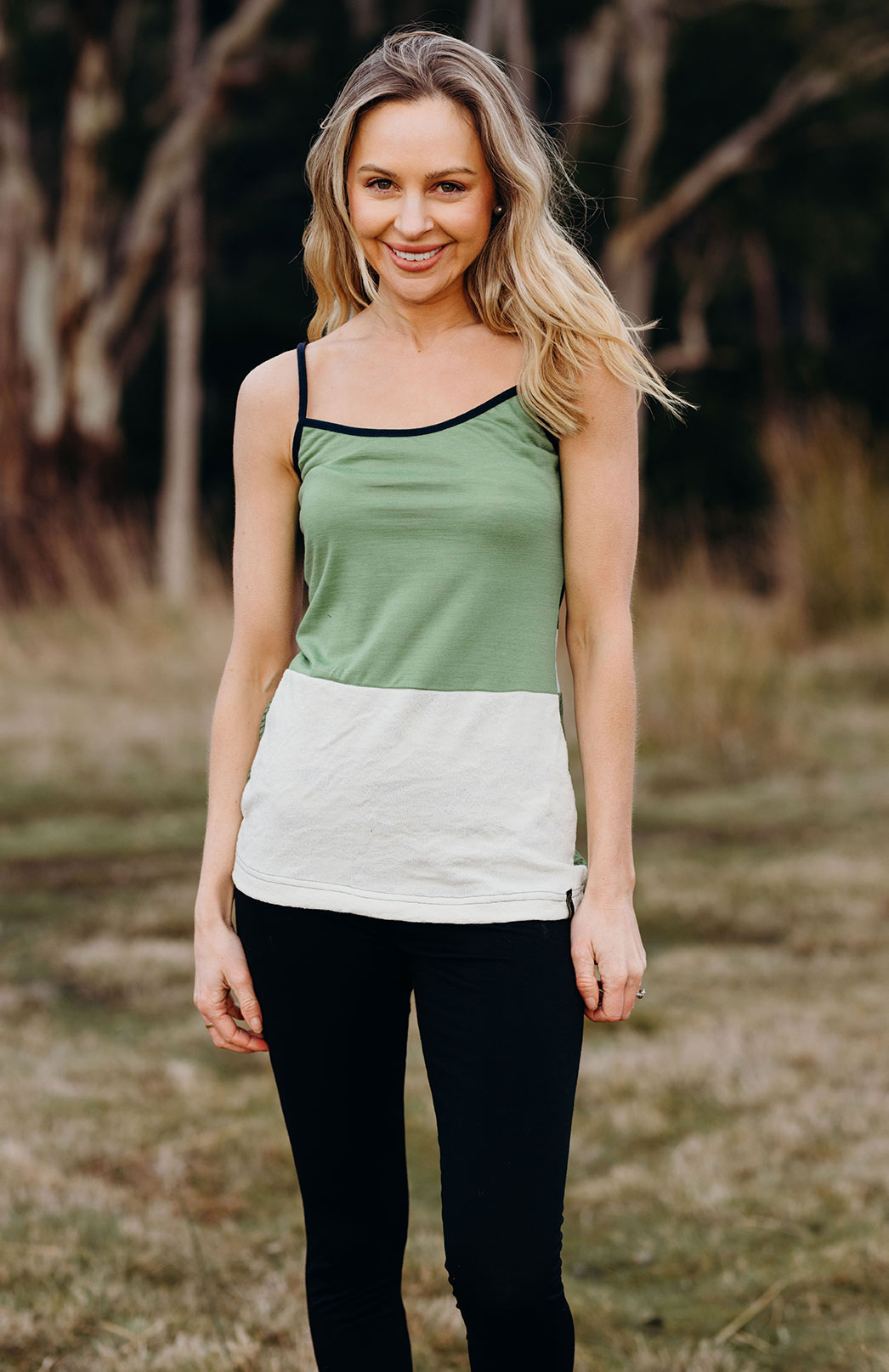 Lucky Dip Women's Merino Wool Layering and Activewear Patchwork Zero Waste Camisole Top