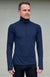 Navy Blue Men&#39;s Merino Wool Zip Neck Top
