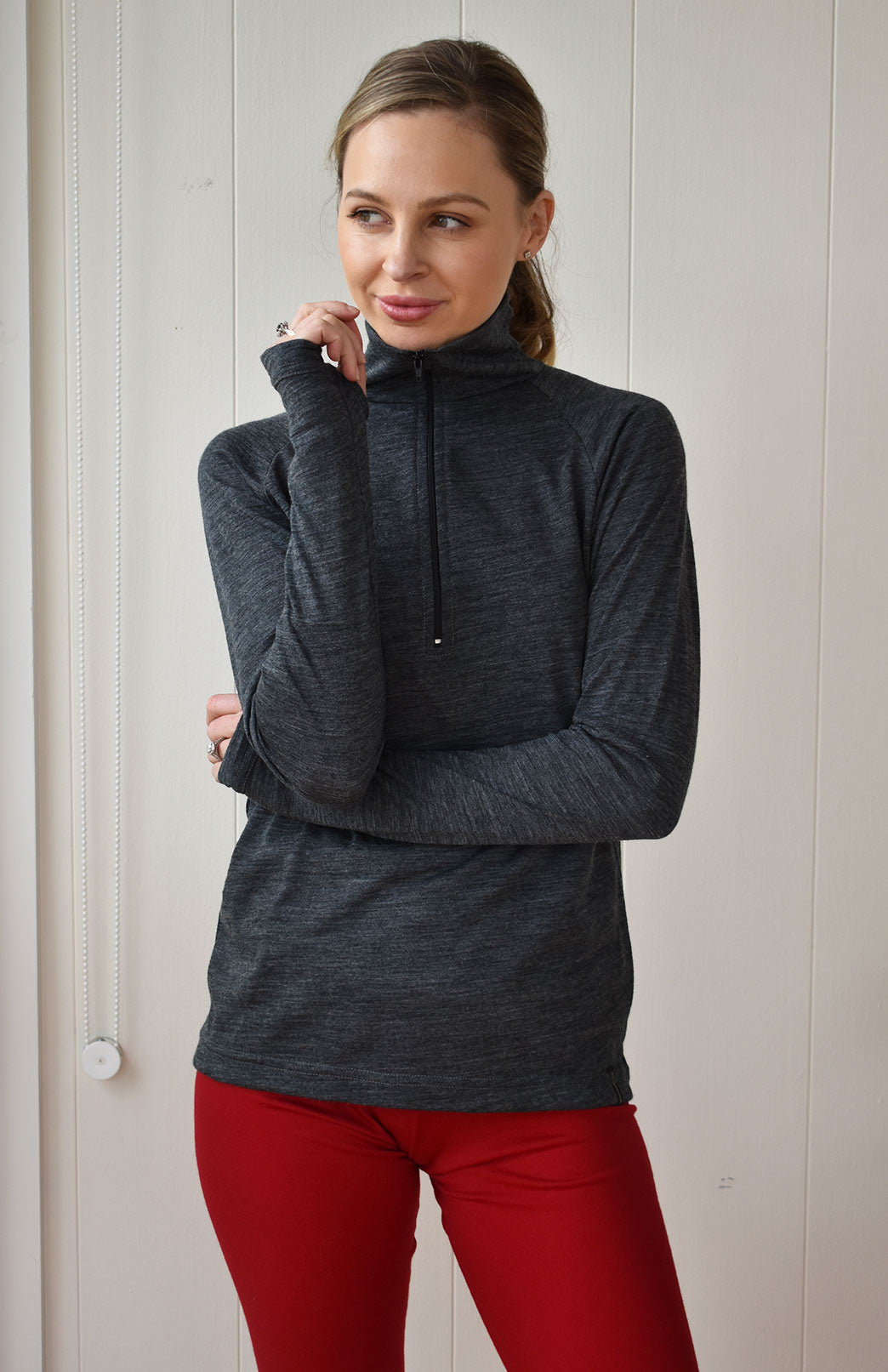 Zip Neck Top 170g Women's Merino Wool Zip Neck Top