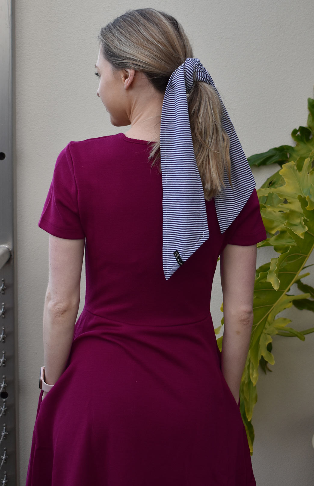 Magenta Women's Merino Wool Short Sleeve Trans-seasonal Dress