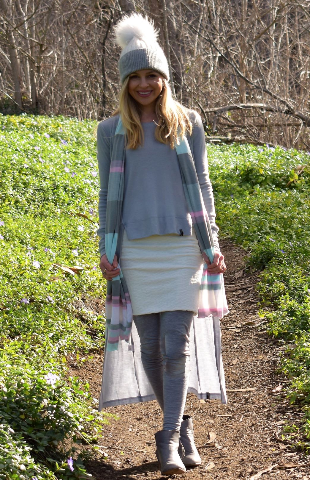 Armani Grey Women's Merino Wool High-Low Top with 3/4 Sleeves