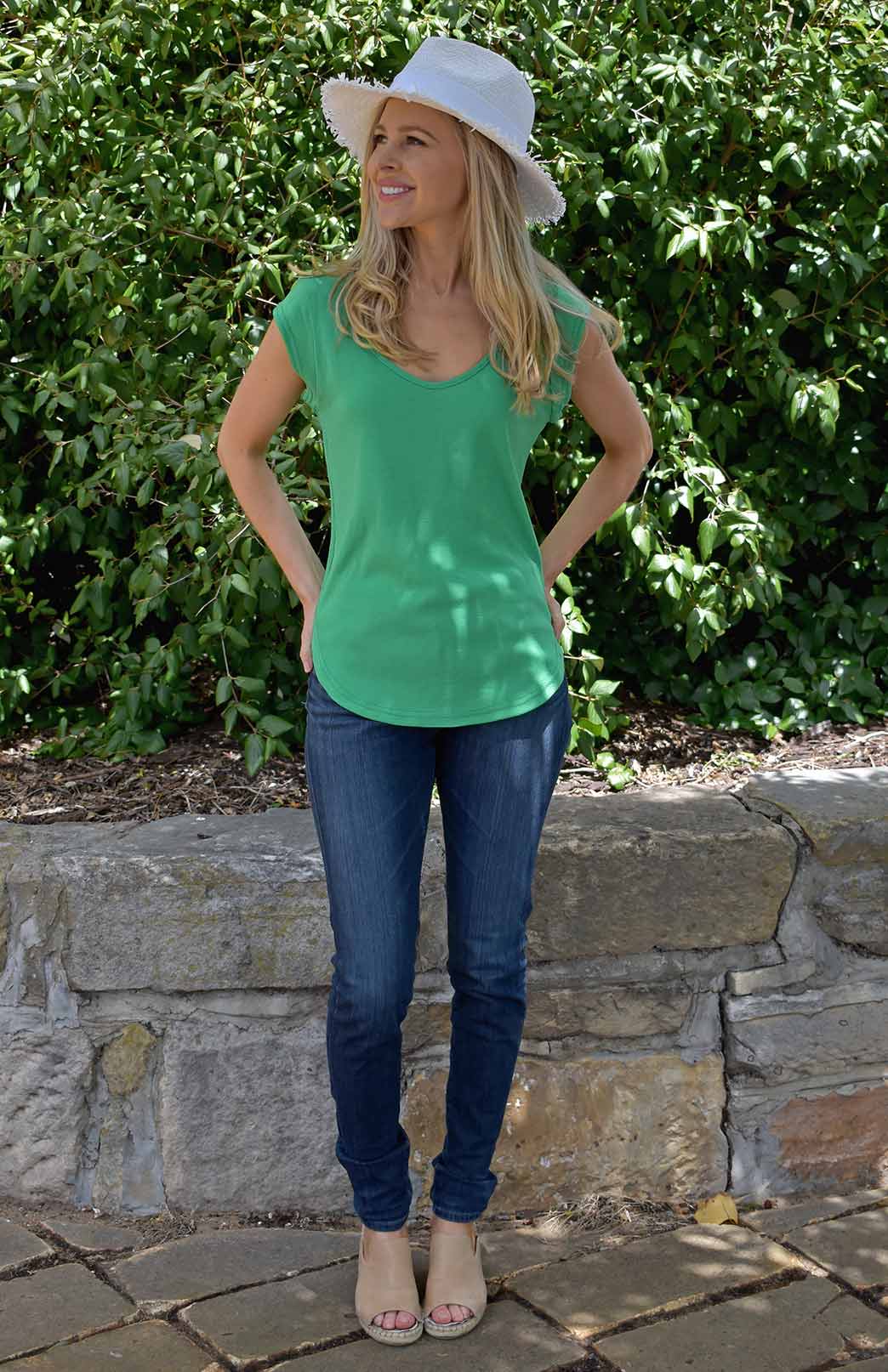 Kelly Green Women's Merino Wool Cap Sleeve T-Shirt