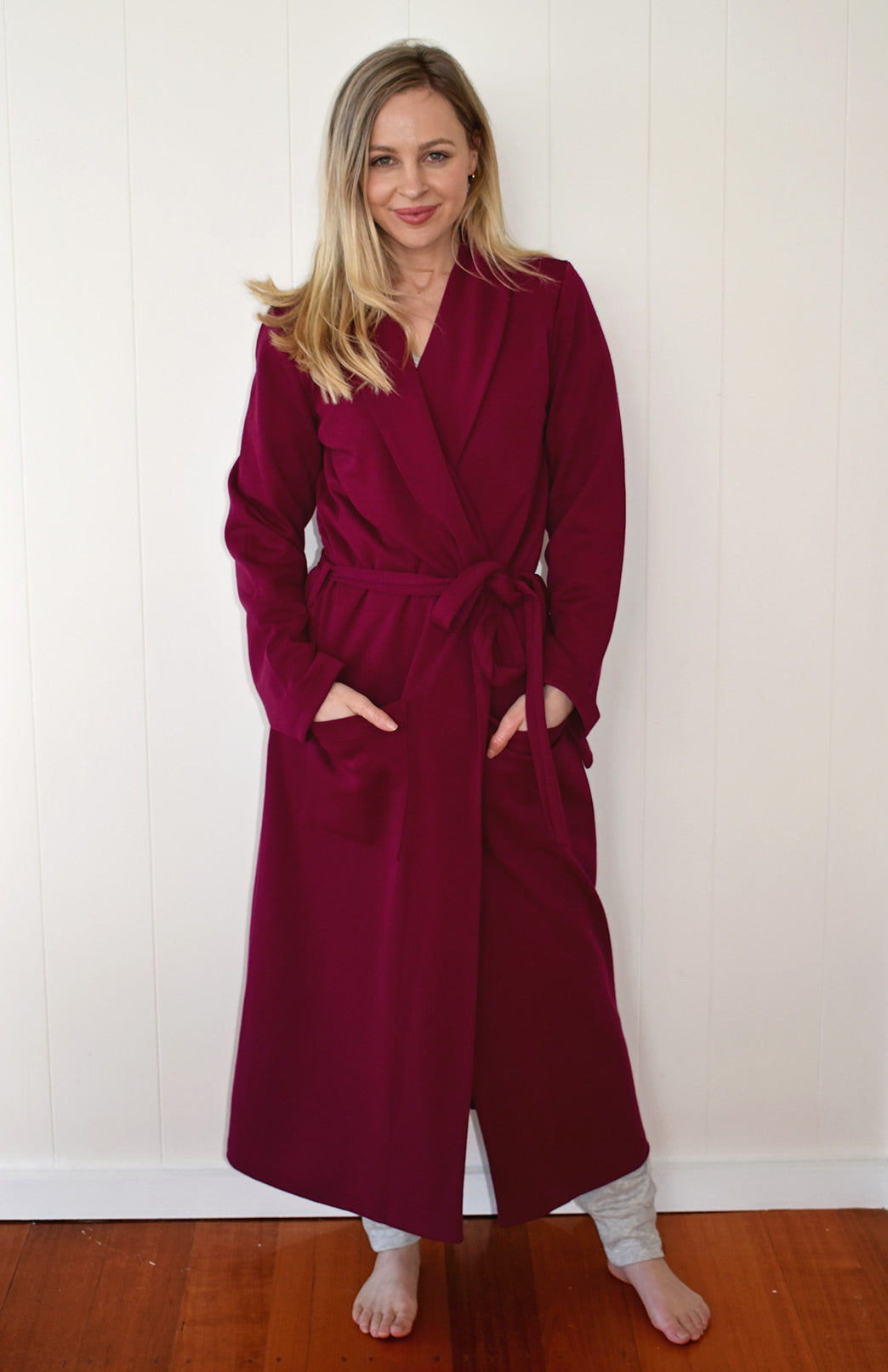 Magenta Superfine Merino Wool Dressing Gown