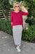 Magenta Women&#39;s Merino Wool High-Low Top with 3/4 Sleeves
