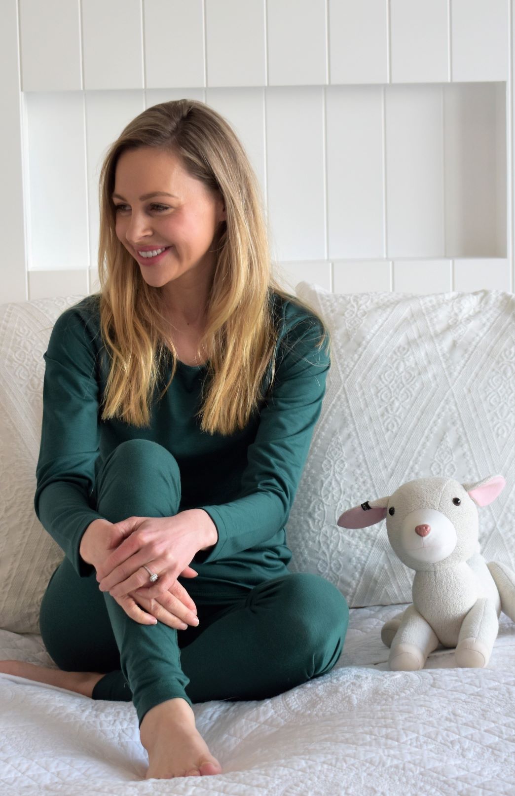 Emerald Green Women's Merino Wool Top and Leggings - Winter Pyjama Set