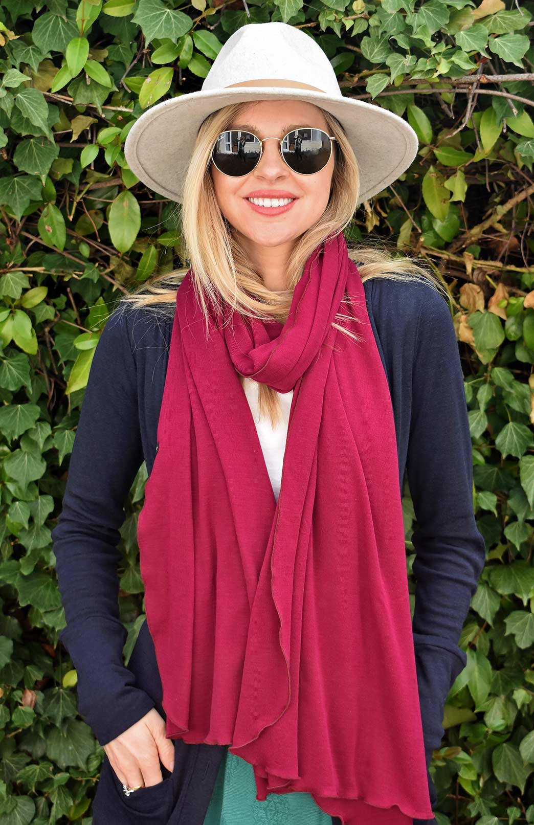 Magenta Women's Merino Wool Luxury Scarf