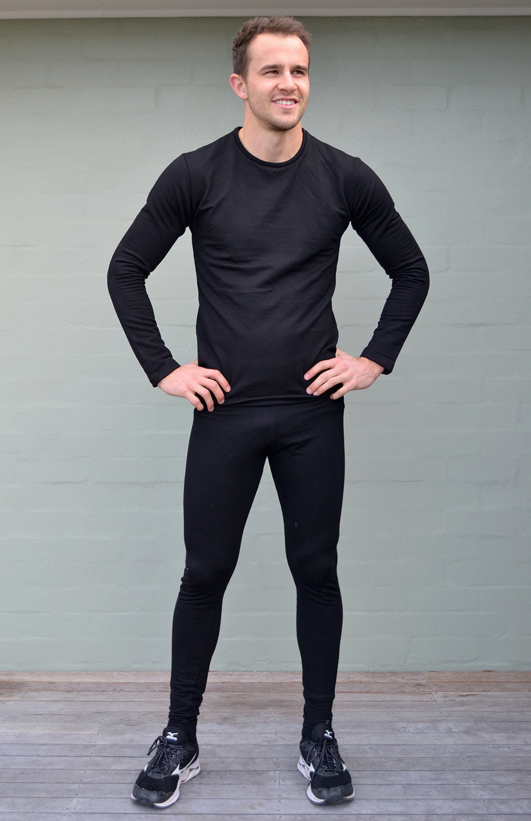 Black Men's Merino Wool Lightweight (210g) Leggings