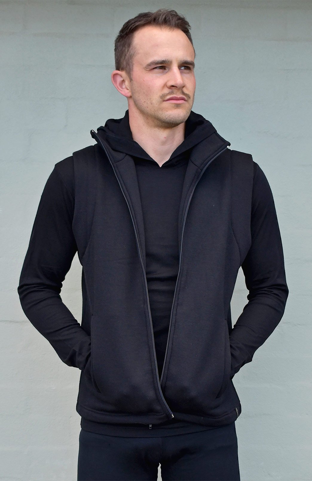 Black Men's Merino Wool Thermal Vest