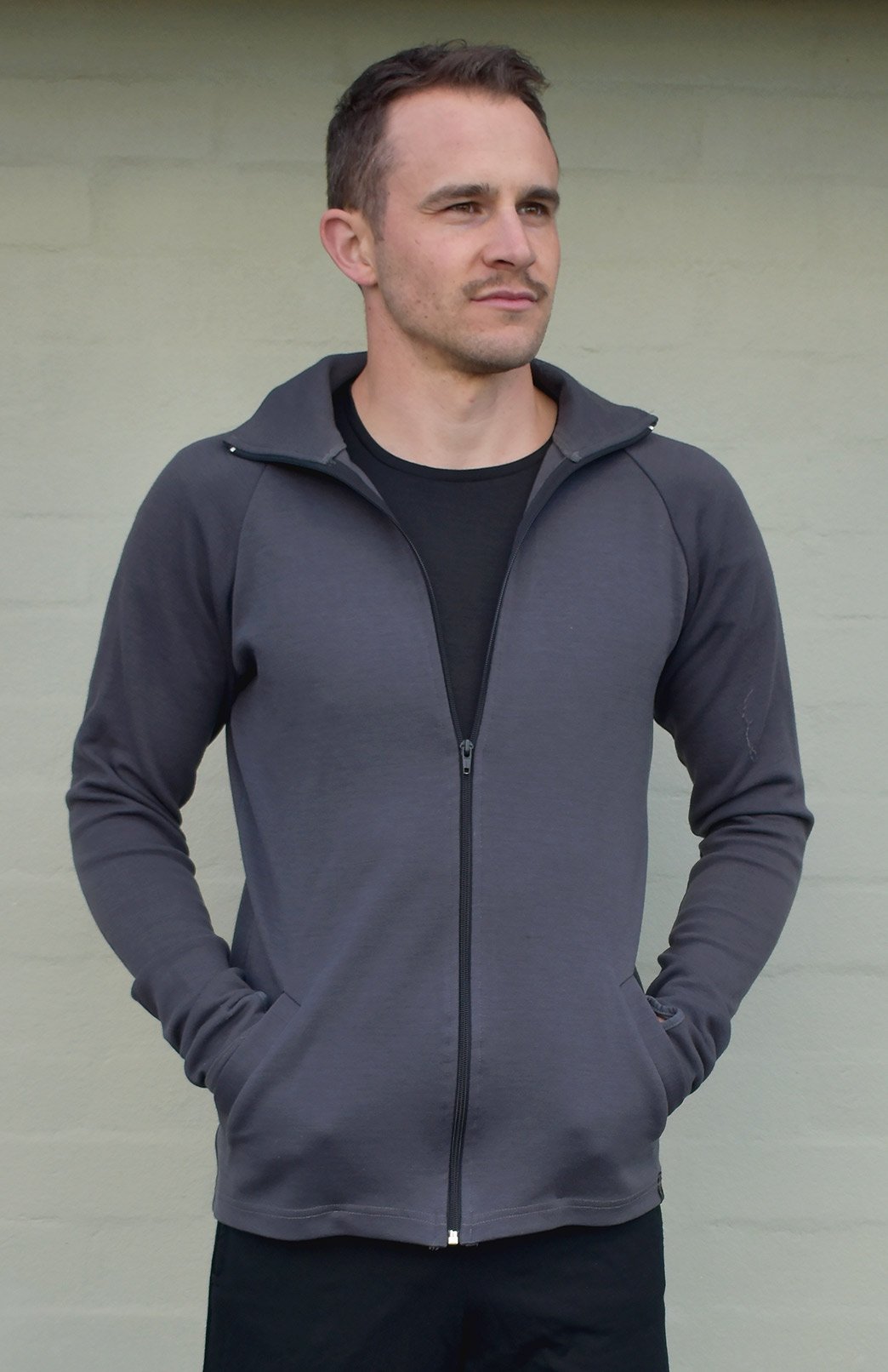 Steel Grey Men&#39;s Jacket Men&#39;s Merino Wool Zip Jacket
