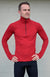 Flame Red Men&#39;s Merino Wool Zip Neck Top
