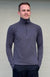 Steel Grey Men&#39;s Merino Wool Zip Neck Top
