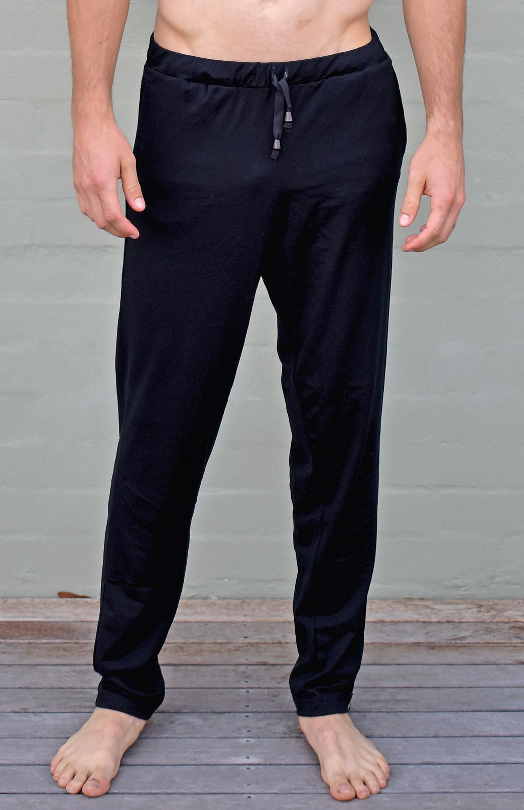 Black Men&#39;s Superfine Merino Wool Light Weight Track Pants
