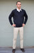 Navy Men&#39;s Merino Wool Knitted V-Neck Jumper
