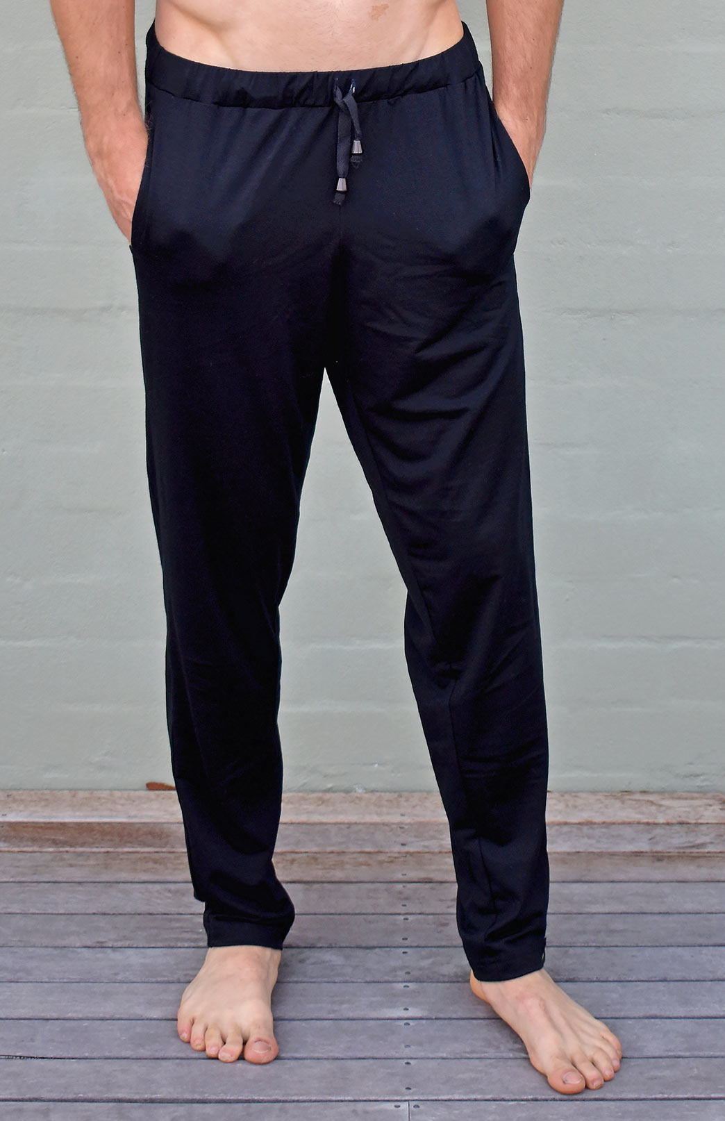 Black Men&#39;s Superfine Merino Wool Light Weight Track Pants
