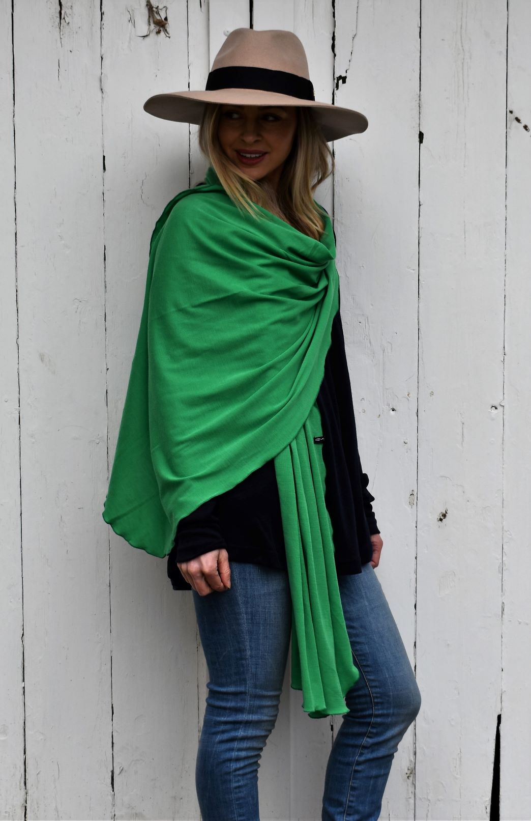 Kelly Green Women's Merino Wool Luxury Scarf