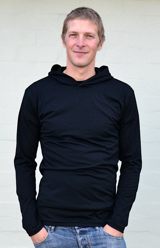 Hoody Crew with Pouch Pocket 200g Women's Merino Wool Long Sleeve Crew Neck Top with Hood and D Pocket