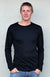Black Men&#39;s Merino Wool Long Sleeve Midweight Crew Neck Top
