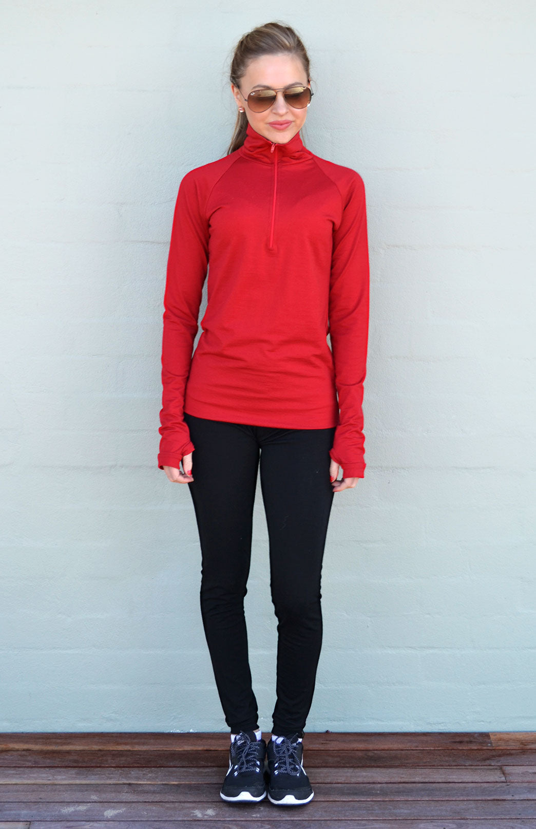 Black Women&#39;s Merino Wool Lightweight Thermal Leggings
