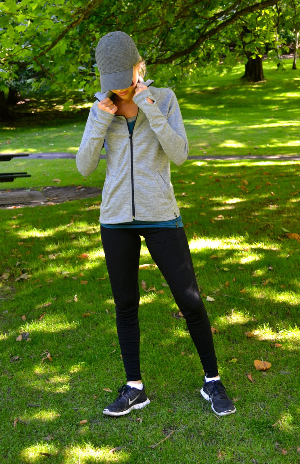 Light Grey Marl Women's Merino Wool Zip Jacket in Heavyweight 360g Fabric