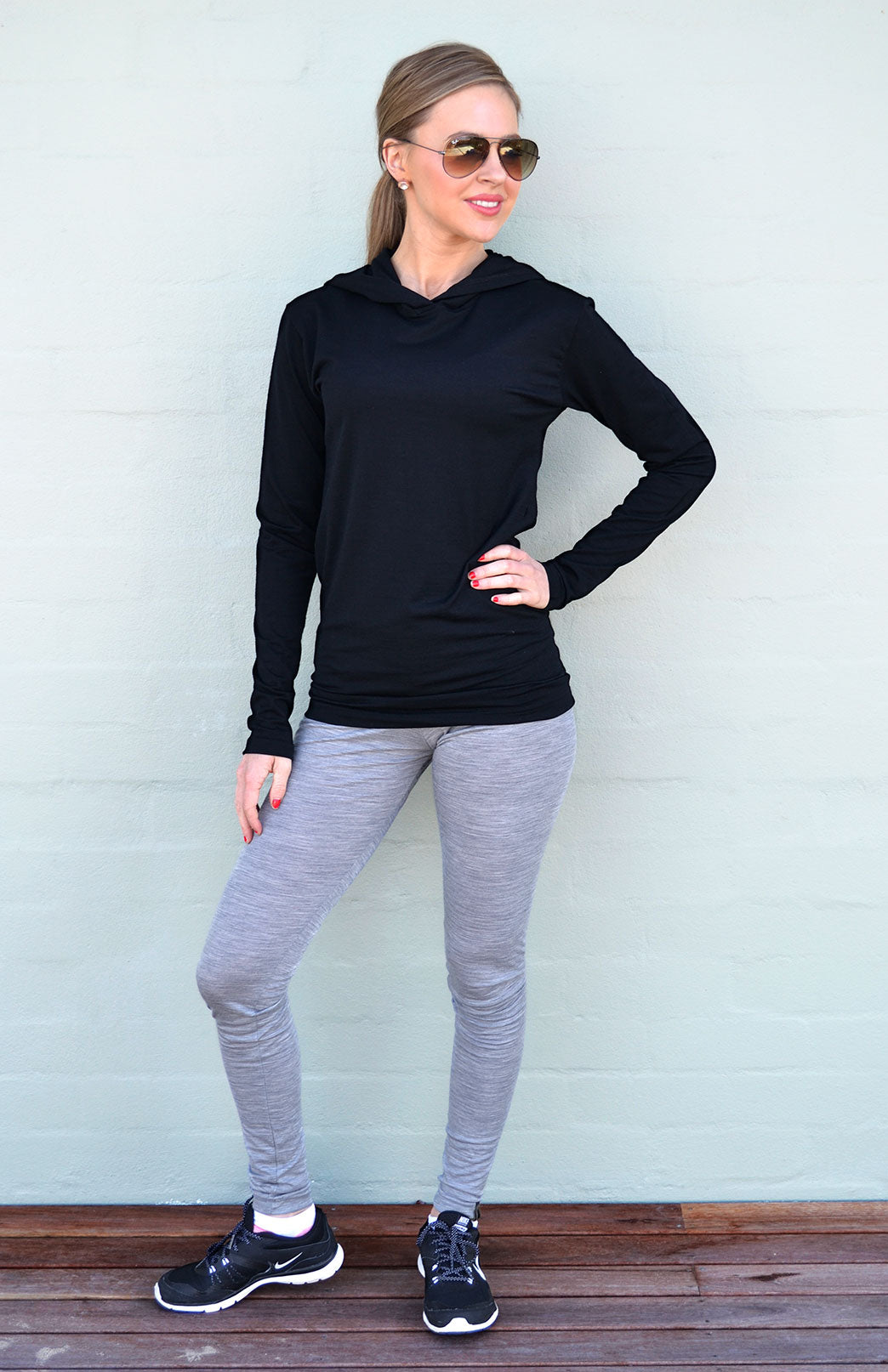 Light Grey Marl Women&#39;s Pure Merino Wool Ultralight (180g) Leggings
