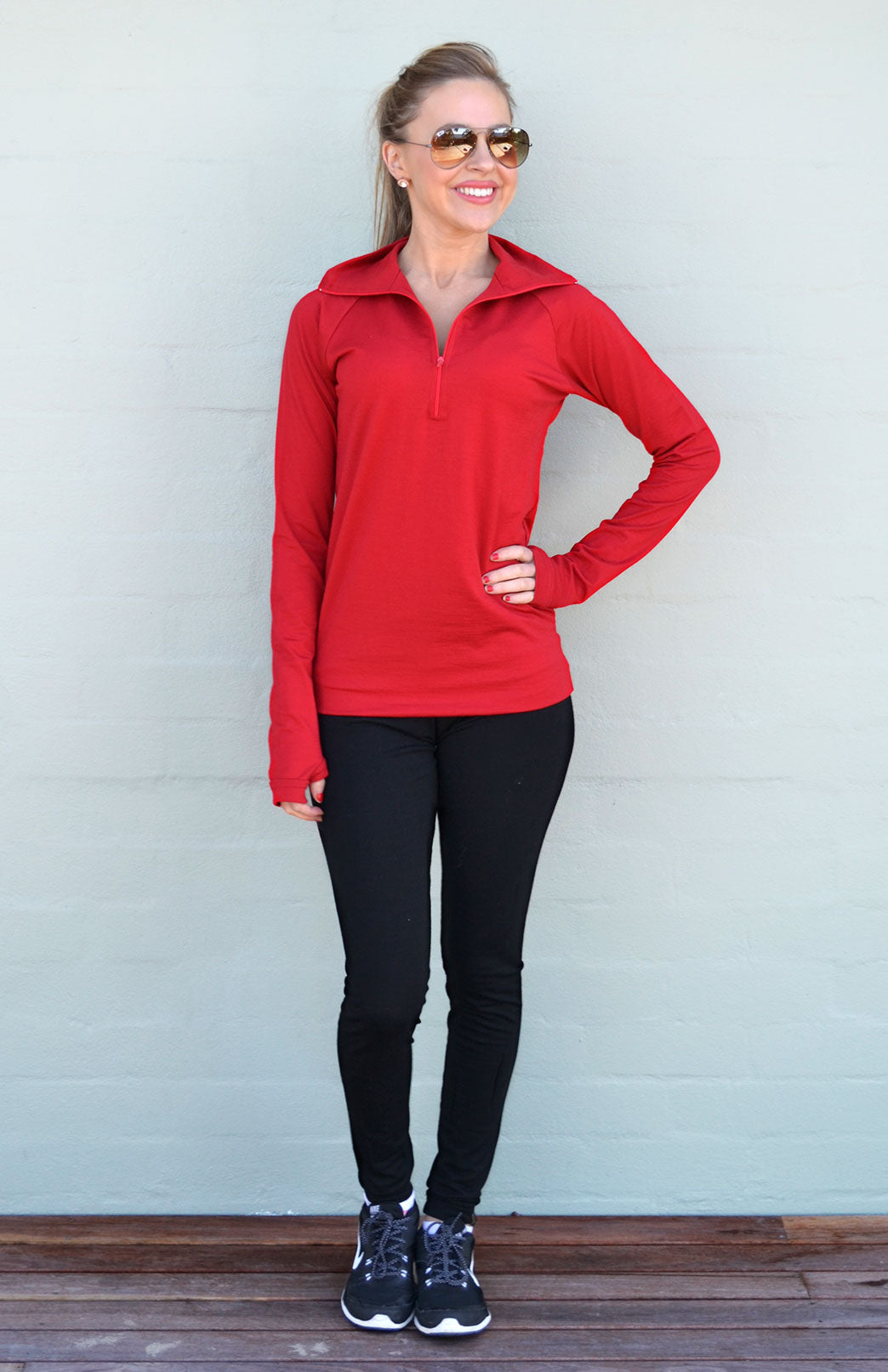 Zip Neck Top 200g (XL) Women&#39;s Merino Wool Zip Neck Top
