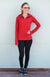 Flame Red Women&#39;s Merino Wool Zip Neck Top
