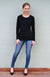 Azure Blue Check Women&#39;s Merino Wool Long Sleeve Fashion &amp;amp; Layering Top
