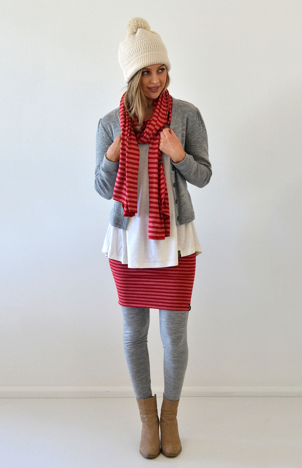 Light Grey Marl Women's Cropped Cardigan with Long Sleeves