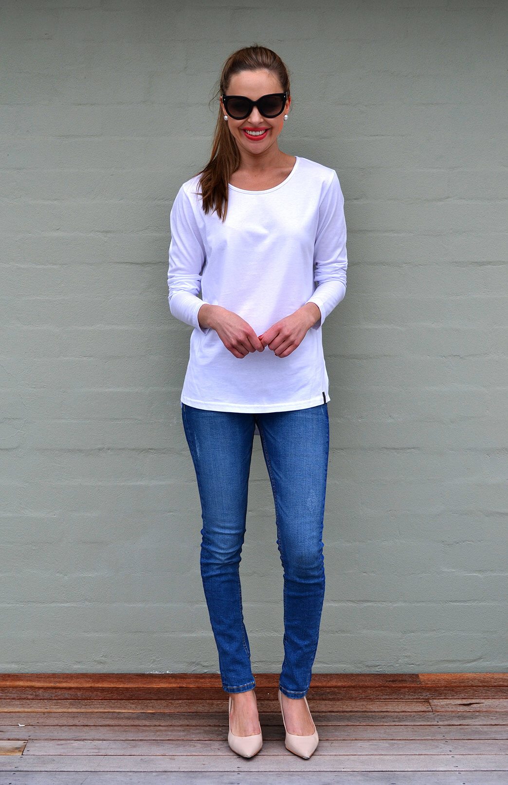 Crisp White Women's Organic Cotton Long Sleeve Fashion Top