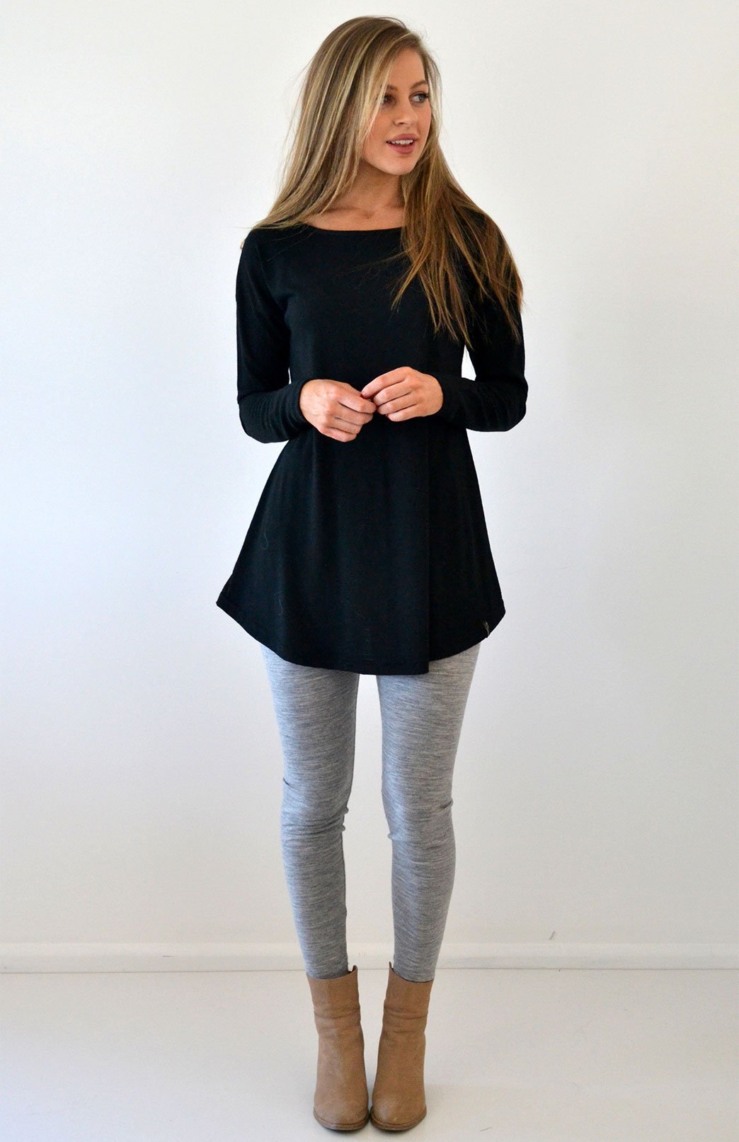 Grey Marl Women's 210g Merino Wool High Waisted Leggings &amp; Yoga Pants 