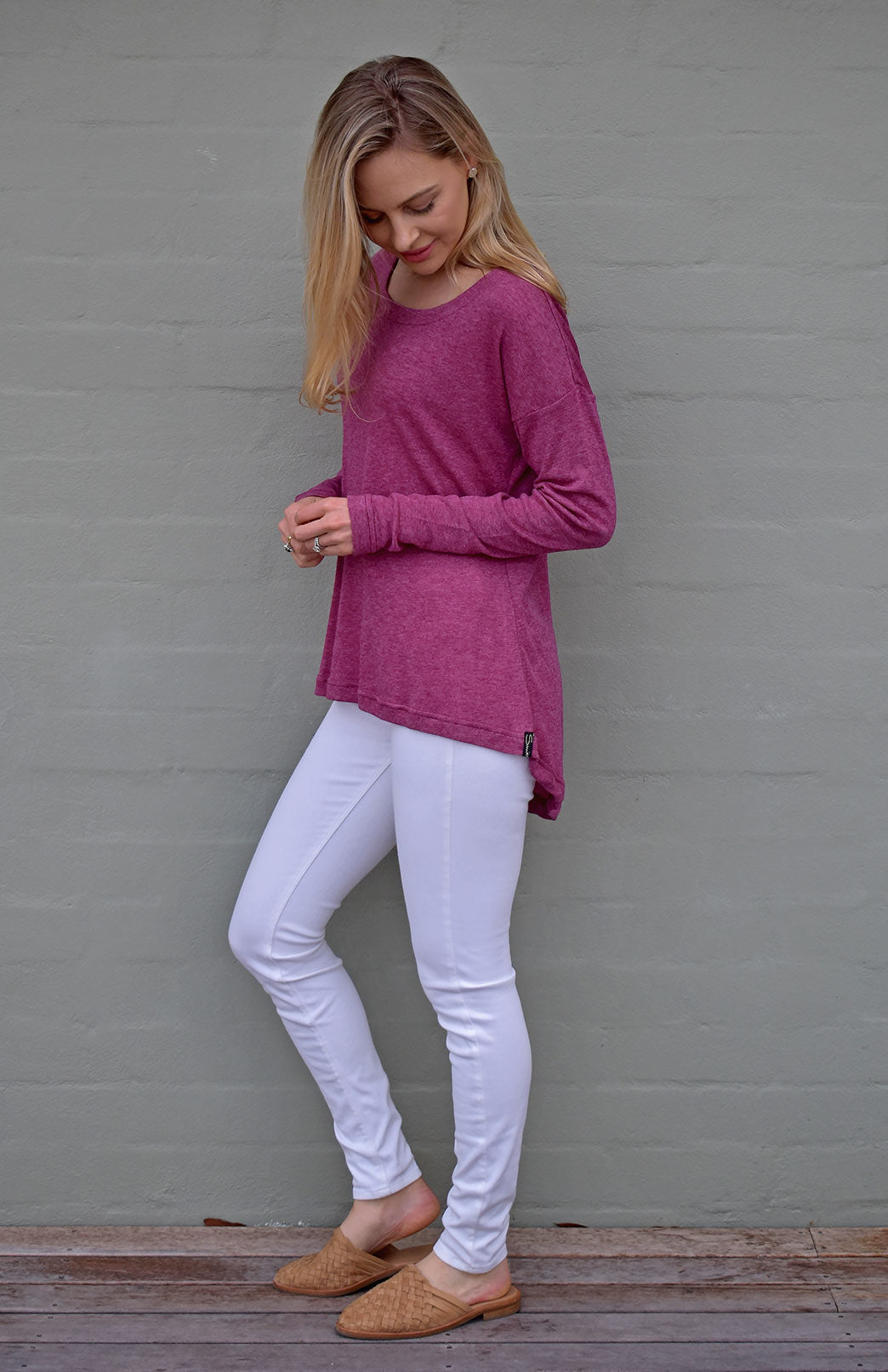 Boysenberry Marl Women's Merino Wool Long Sleeve Top