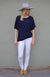 Navy Blue Women&#39;s Merino Wool Loose-Fit Tunic
