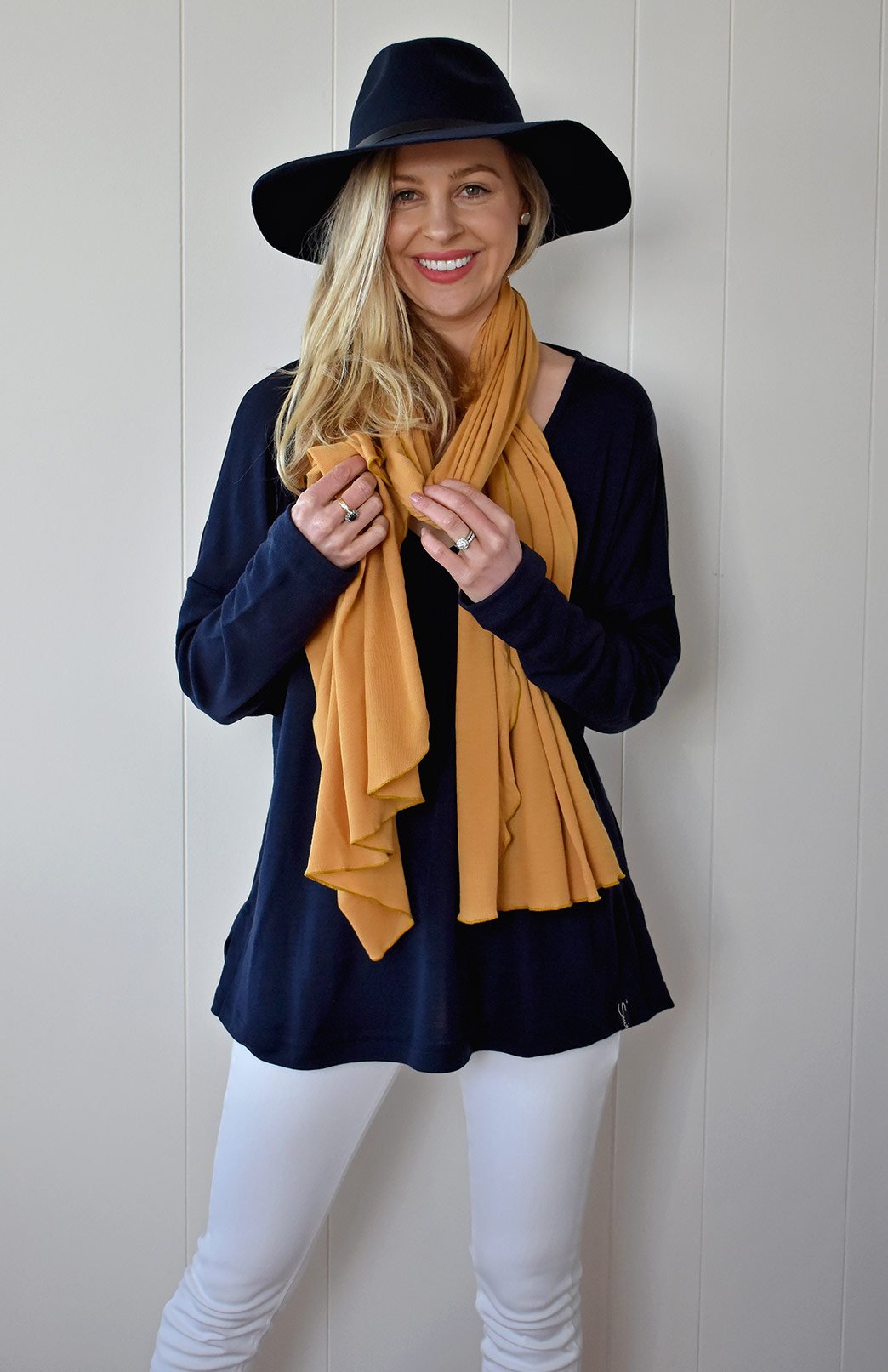 Mustard Yellow Women's Merino Wool Plain Scarf