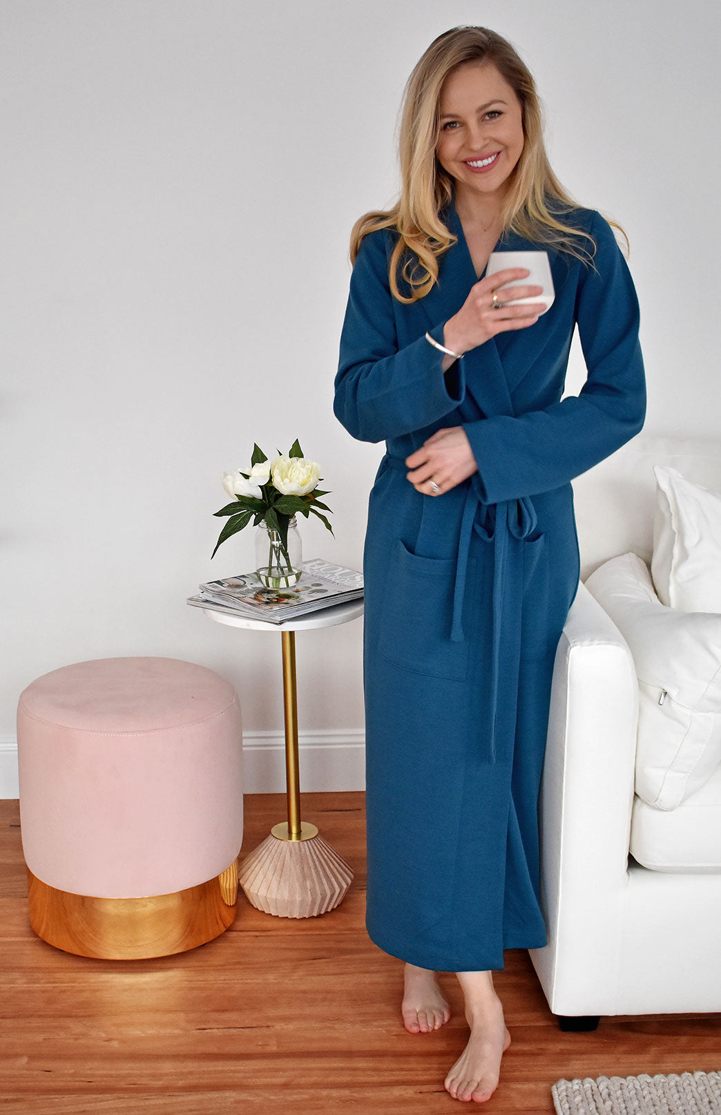 Storm Teal Superfine Merino Wool Dressing Gown