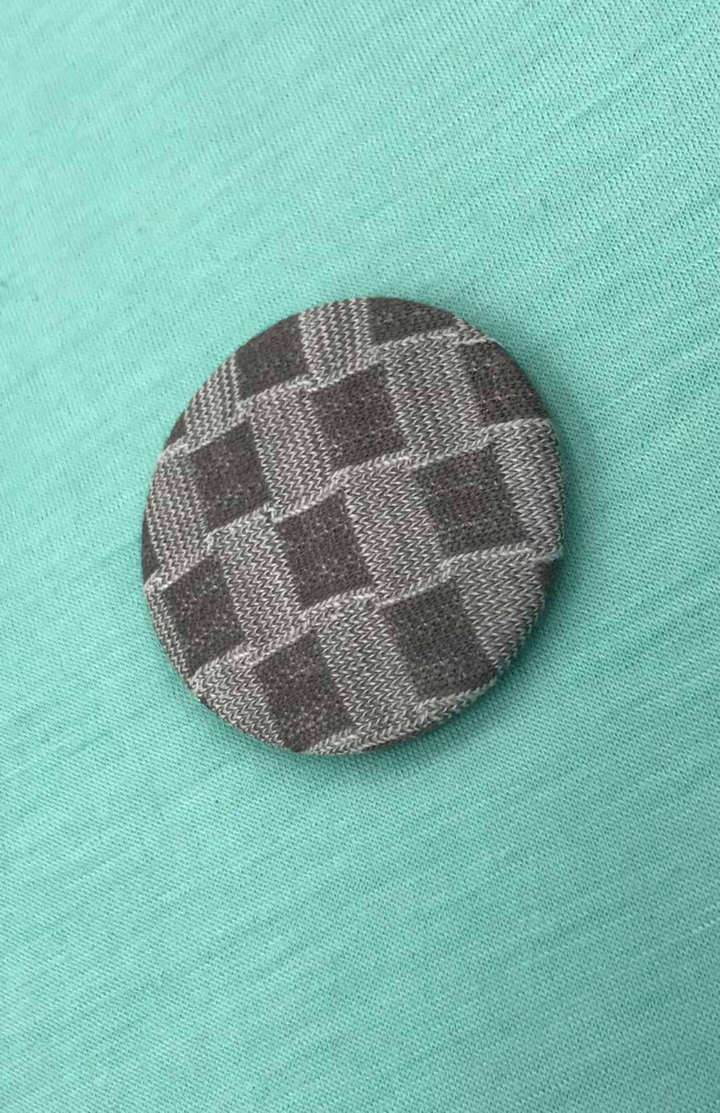 Soft Mocha Check Women's Merino Wool Magnetic Button Brooch
