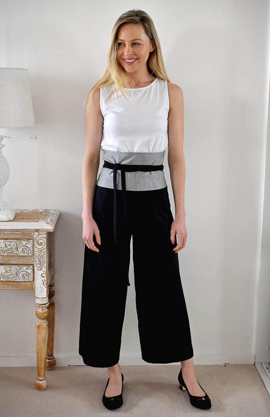 Grey / Black The fab new Smitten Obi belt is based on a Japanese style wrap and tie belt.
