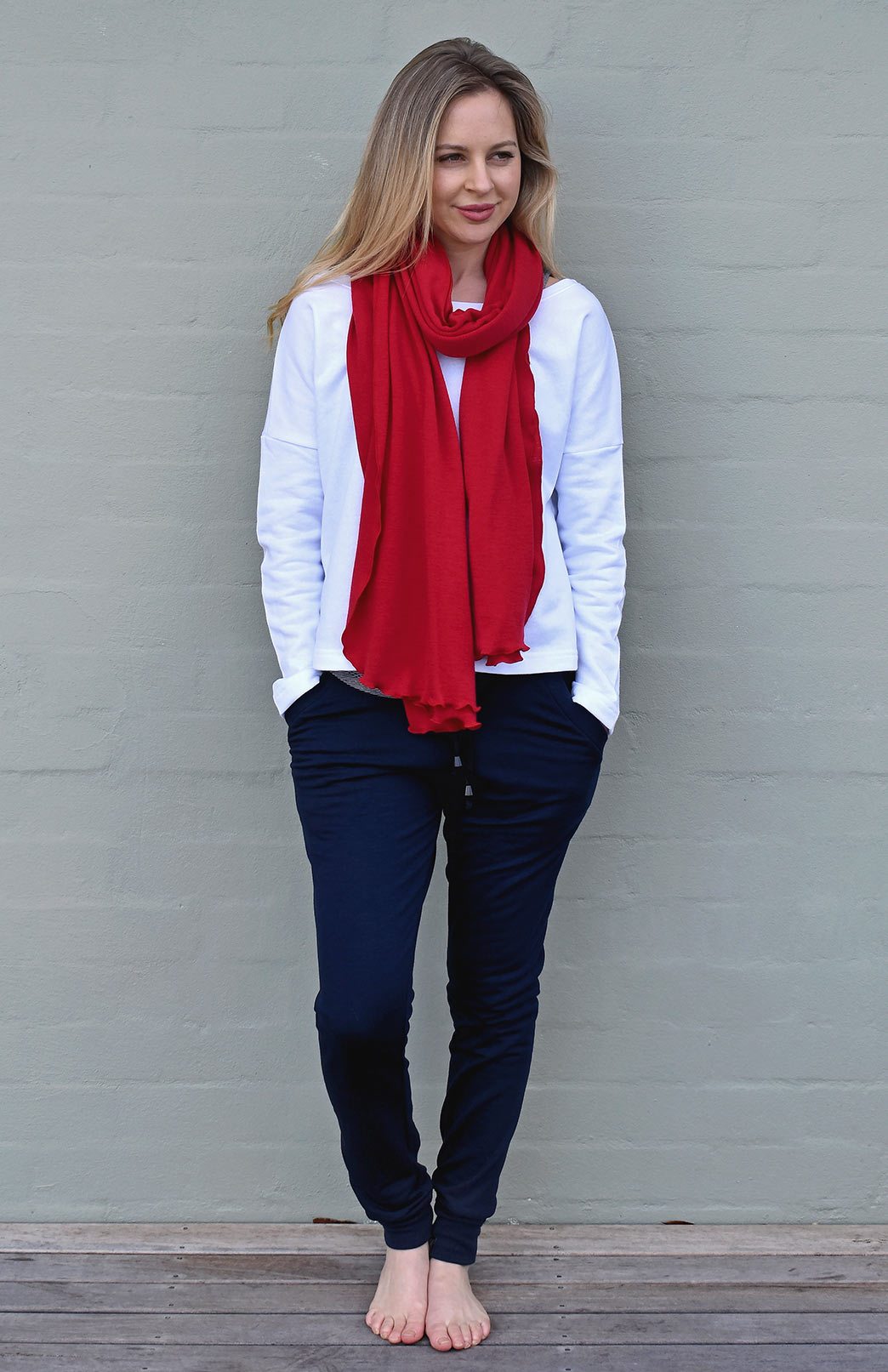 Chilli Red Women's Merino Wool Luxury Scarf
