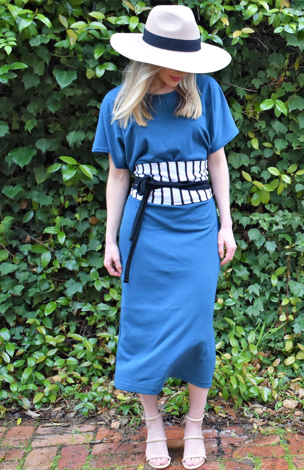 Storm Teal Women's Merino Wool Loose Fit Dress with Waist Tie