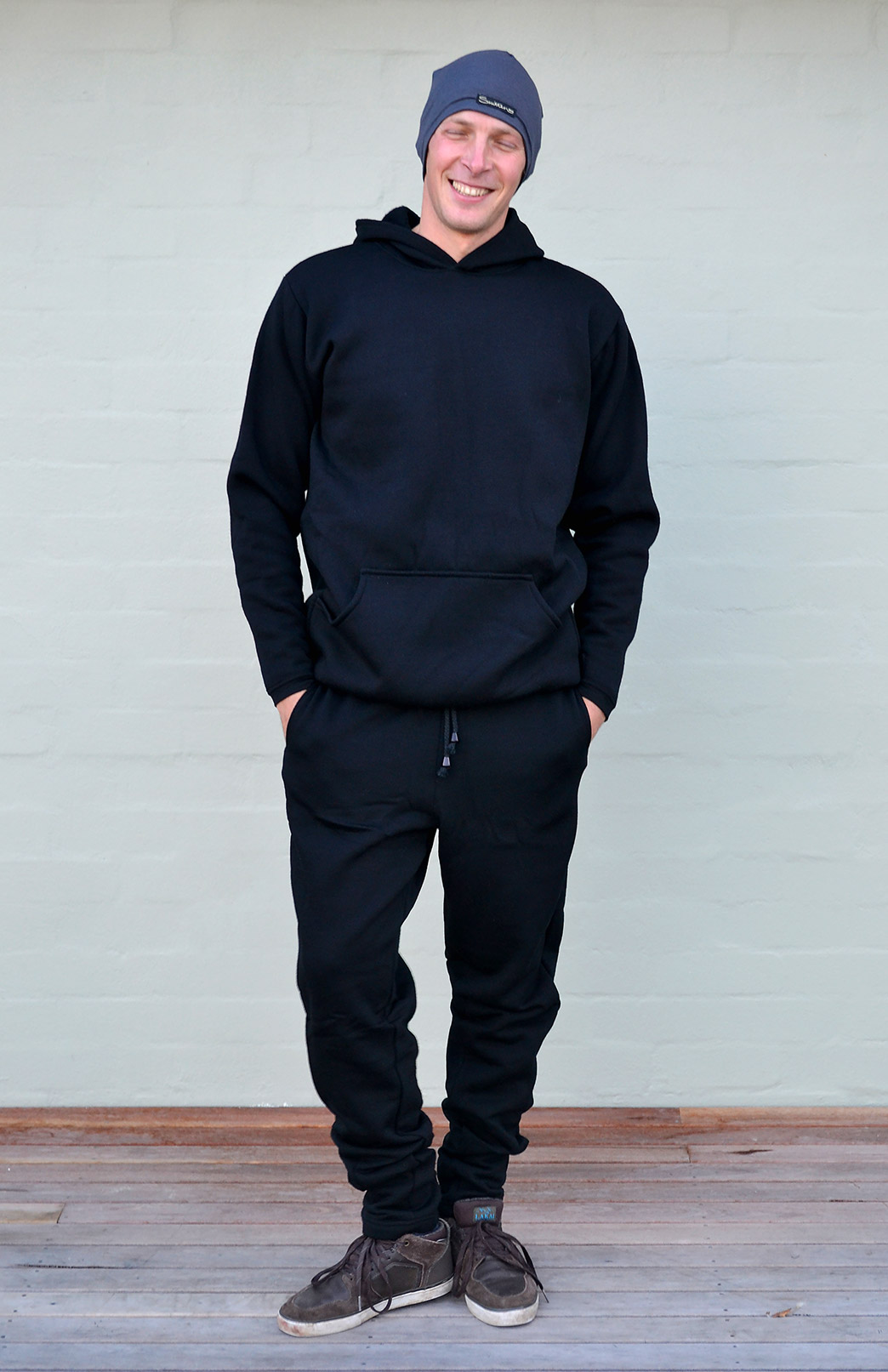 Wool Fleece Pants Men's Black Merino Wool Fleece Track Pants Joggers